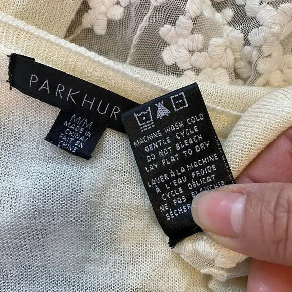 Y2K Park Hurst Sz M Knit Lace Button Up Lady Top Blouse Ivory Fairy Angel Dolls - Picture 4 of 8